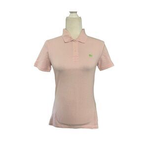 harriton womens solid light pink short sleeve polo top cotton small